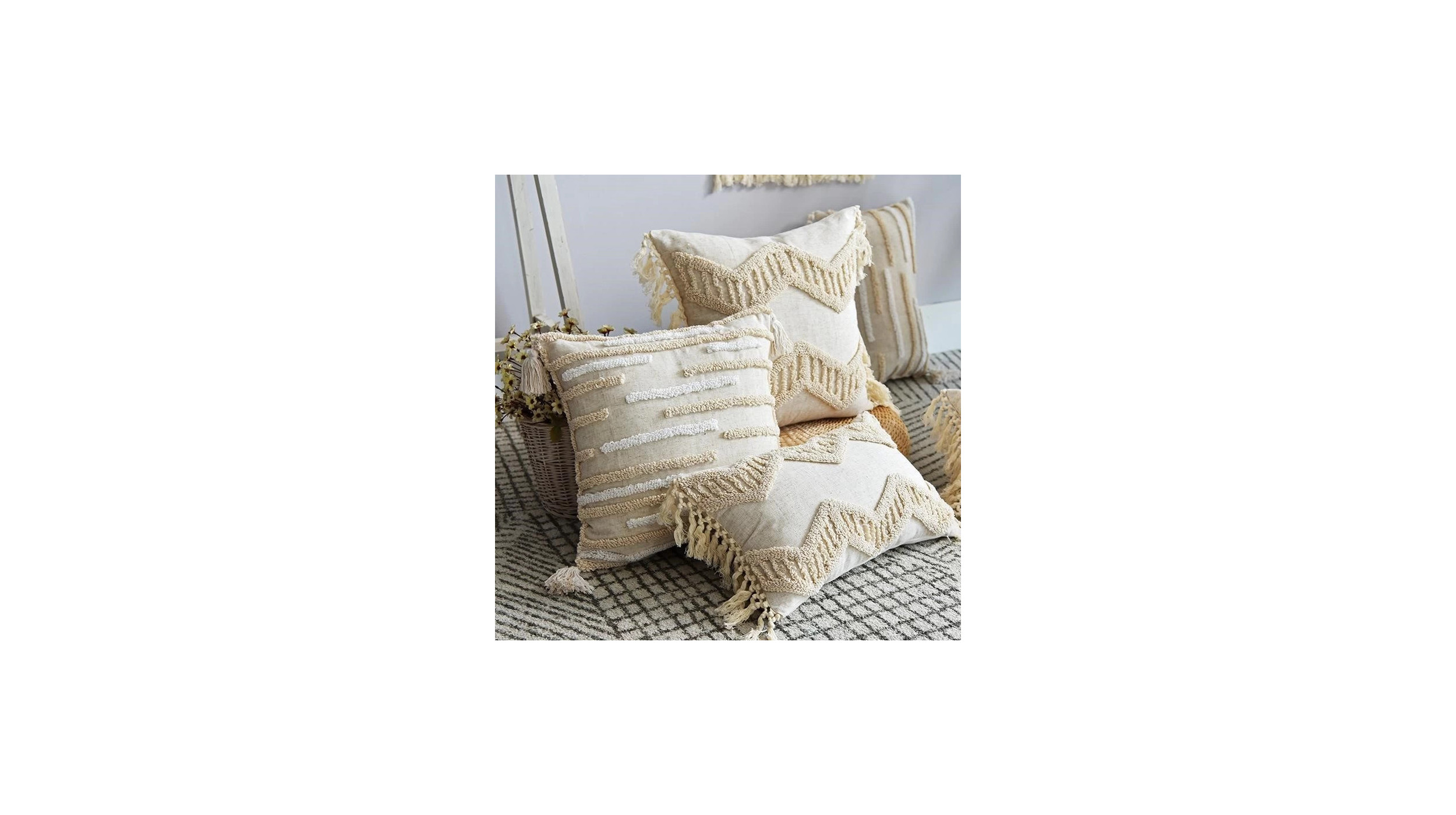 Set of Beige textile pillows