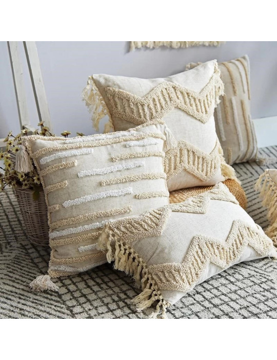 Set of Beige textile pillows
