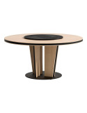Beige and black round table