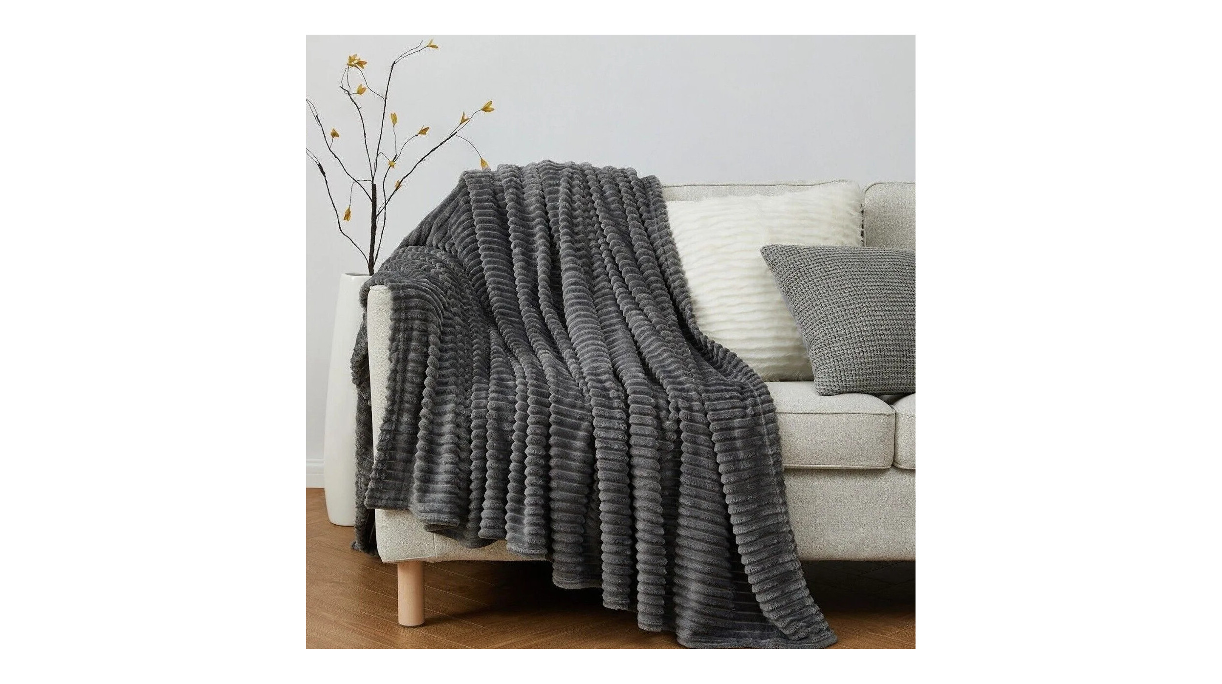 Fleece blanket in gray color
